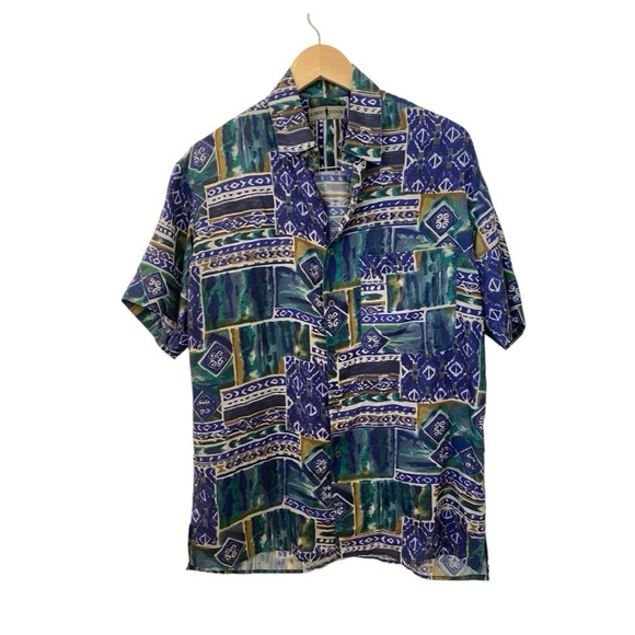 Robert Stock Mens Vintage 1990s Silk Button Down - Picture 2 of 7